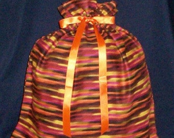 Ethnic Orange Stripe Large Fabric Gift Bag - Purple, Multi-Cultural, African American, Native American, Yellow, Black, Green, Brown