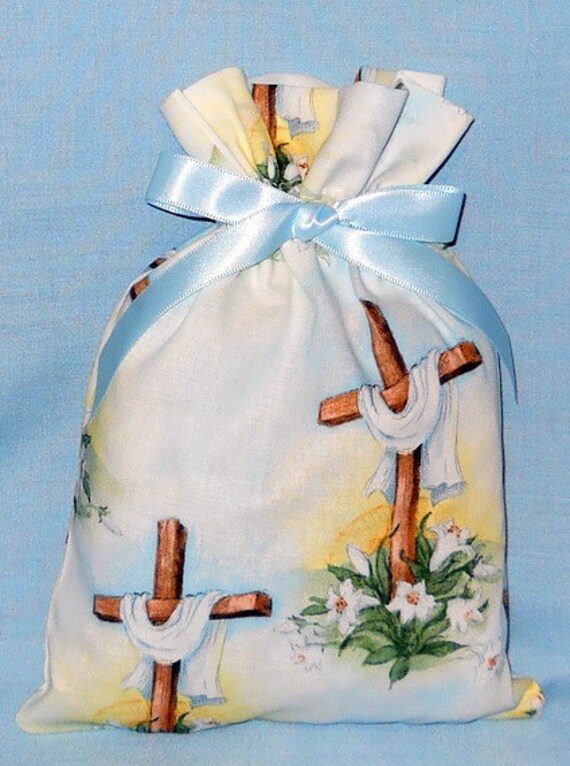 Easter Cross Small Fabric Gift Bag Religious Spiritual