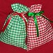 Christmas Red and Green Gingham Set of 2 Small Gift Bags - Holiday, Party Favor Bags, Simple, Country, White, Treat Bags