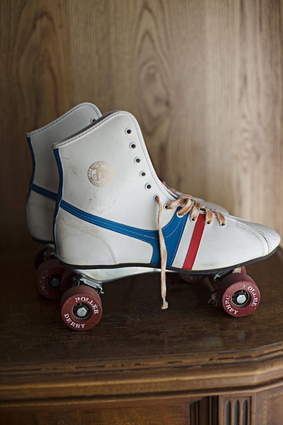 Vintage Roller Skates Red White Blue Size 8 by ForestDaydream