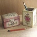 Vintage Desk Set Pencil Box Holder with Flower Design