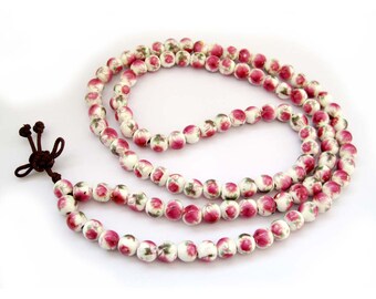 8mm 108 Vintage Style Porcelain Ceramic Prayer Beads Tibet Buddhist Meditation Yoga Mala Necklace ZZ146