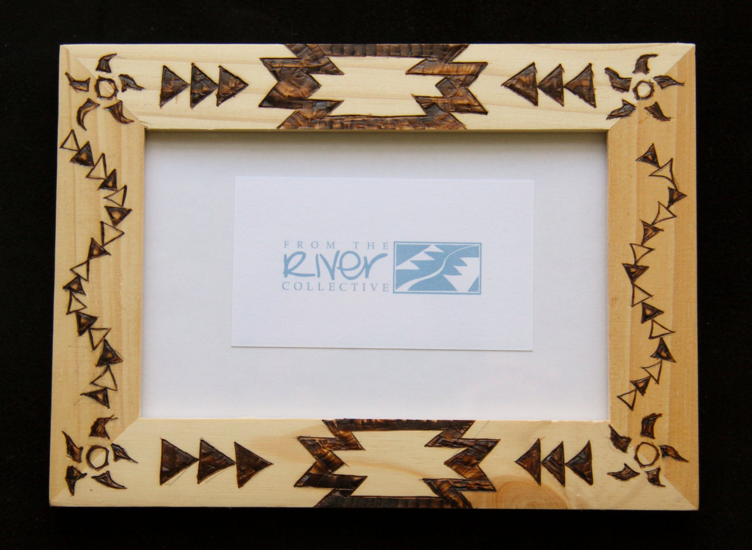 PHOTO FRAME Burned with Native American Indian Designs
