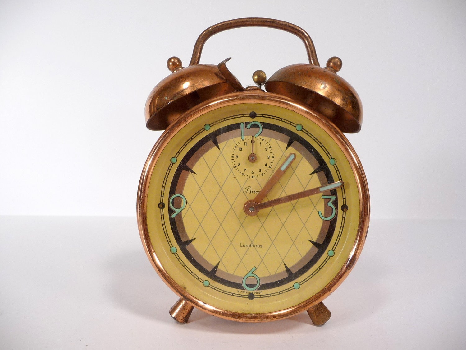 40s Artco Luminous Copper Alarm Clock