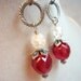 SALE Layered Silver Dangly Earrings With Fuschia Czech Glass