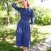Last Chance SALE 40s style dress in navy blue cotton with tiny red cherries, Tea Time -dress, US 8