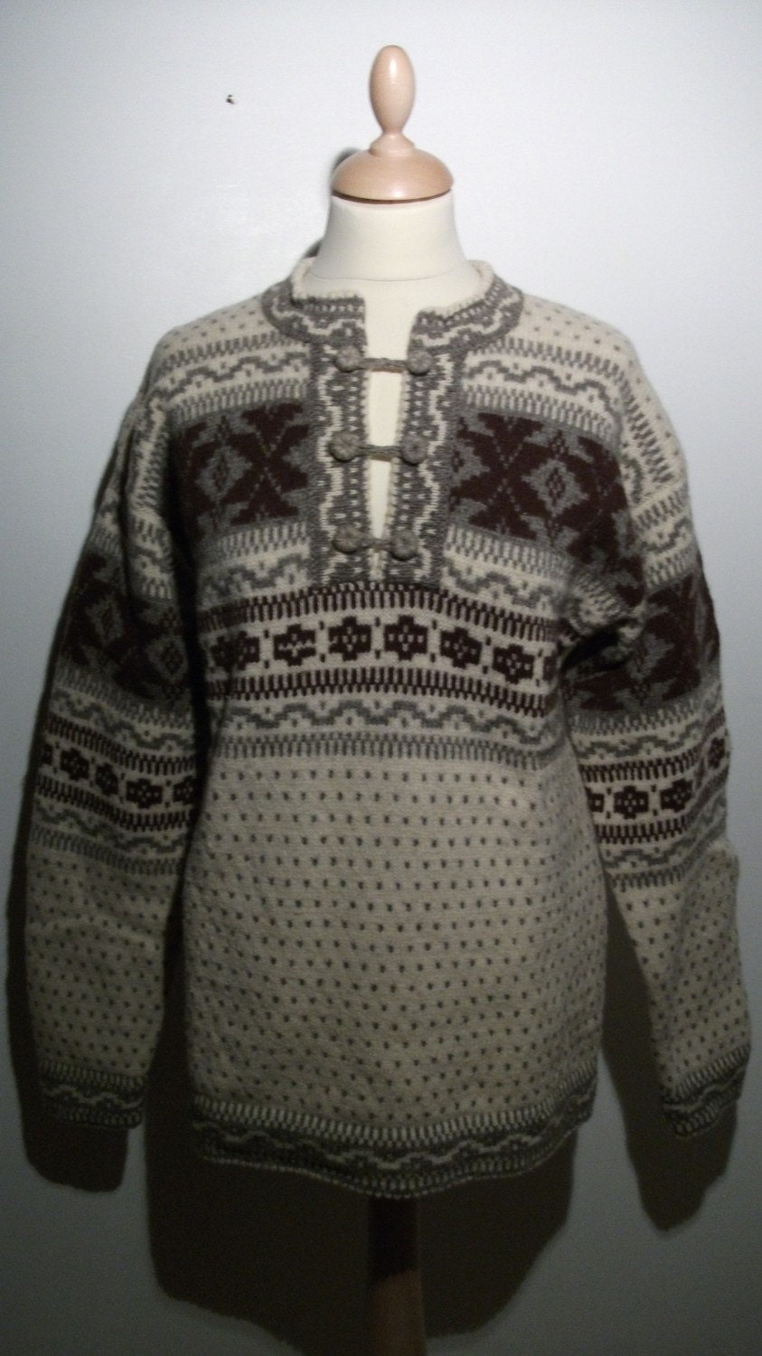 80s Finnish Snowflake Wool Unisex Sweater M L