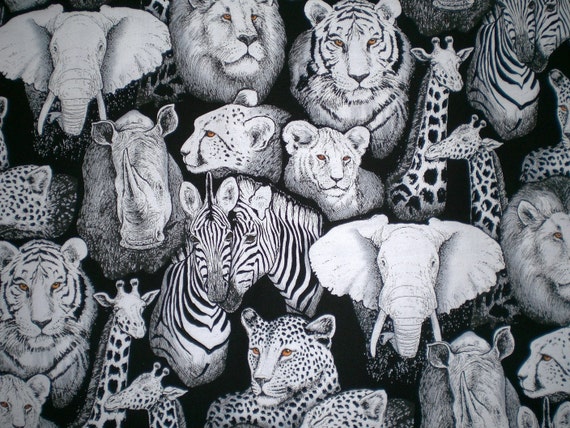 BLACK AND WHITE JUNGLE ANIMAL CLOTH by PizzazzFabricDesigns