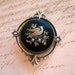 Be Exquisite... Antique 14k Gold Pique and Sterling Onyx Brooch Bird on Branch
