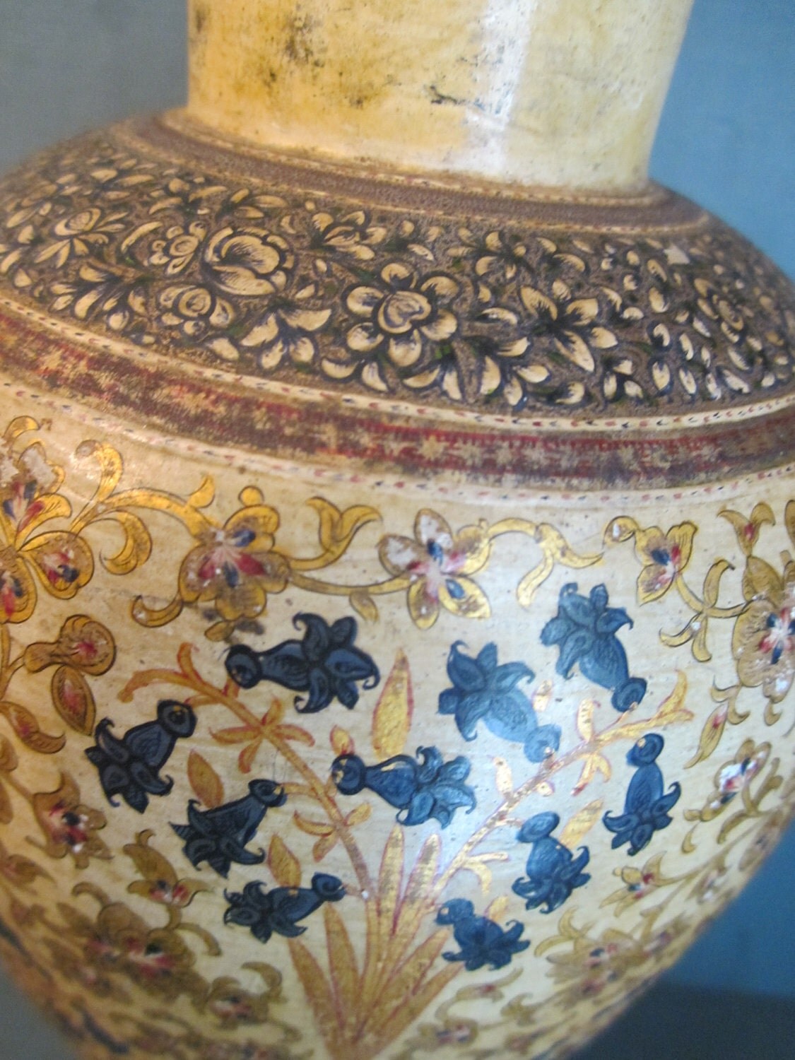 Hand Decorated Kashmir Paper Mache Vase