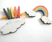 Children's  Artwork display hanger- Rainbow and a cloud- - kids wall art, girls wall art - rainbow colors, baby shower decoration