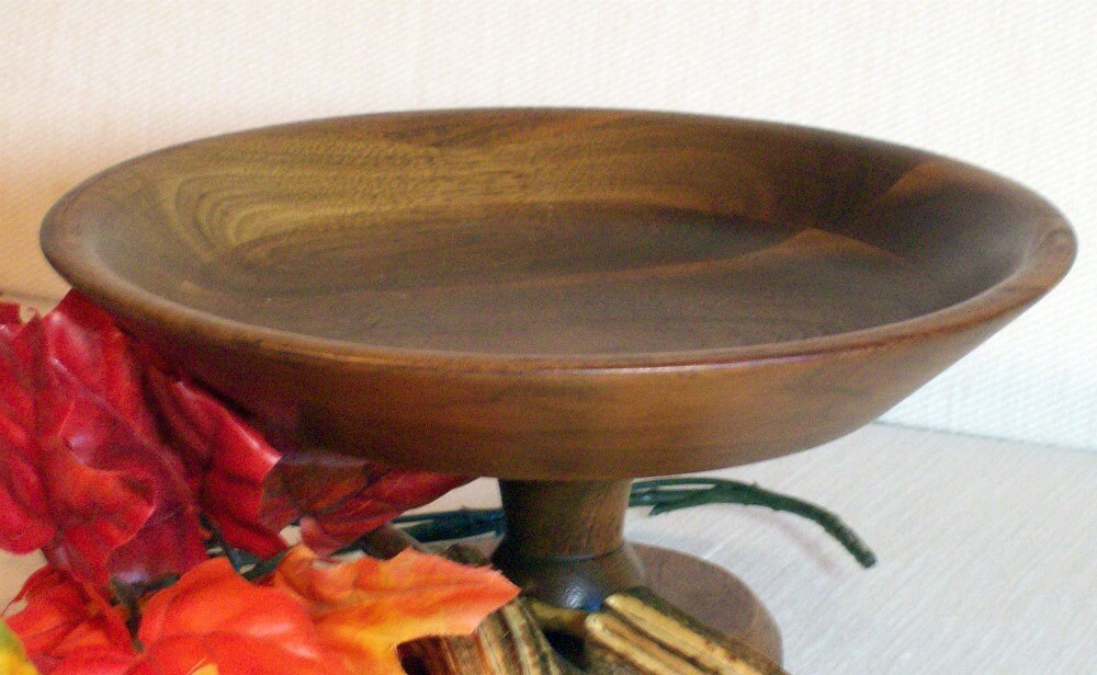 Vintage Fruit Bowl Wood Pedestal Compote ON SALE