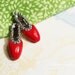 SALE 2pcs of Painted Glossy Scarlet Red Silver Plated Flats, Fashion, Valentine Special, Charm Pendant Drop Gs T02