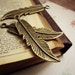 6pcs of Antiqued Bronze 11x48mm Doulbe-sided Goose Feather (Medium) Charms Pendants Drops N25-Ey