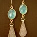 Sand Druzy Drusy Aqua Chalcedony Double Drop 24K Gold Vermeil Earrings