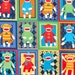 Sock Monkey Squares - Bright - Cotton Fabric 1 yard