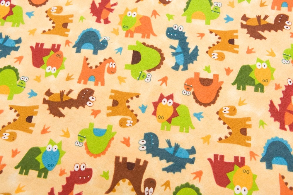 Dinosaur Dinosaur Cotton FLANNEL Fabric 2 yards