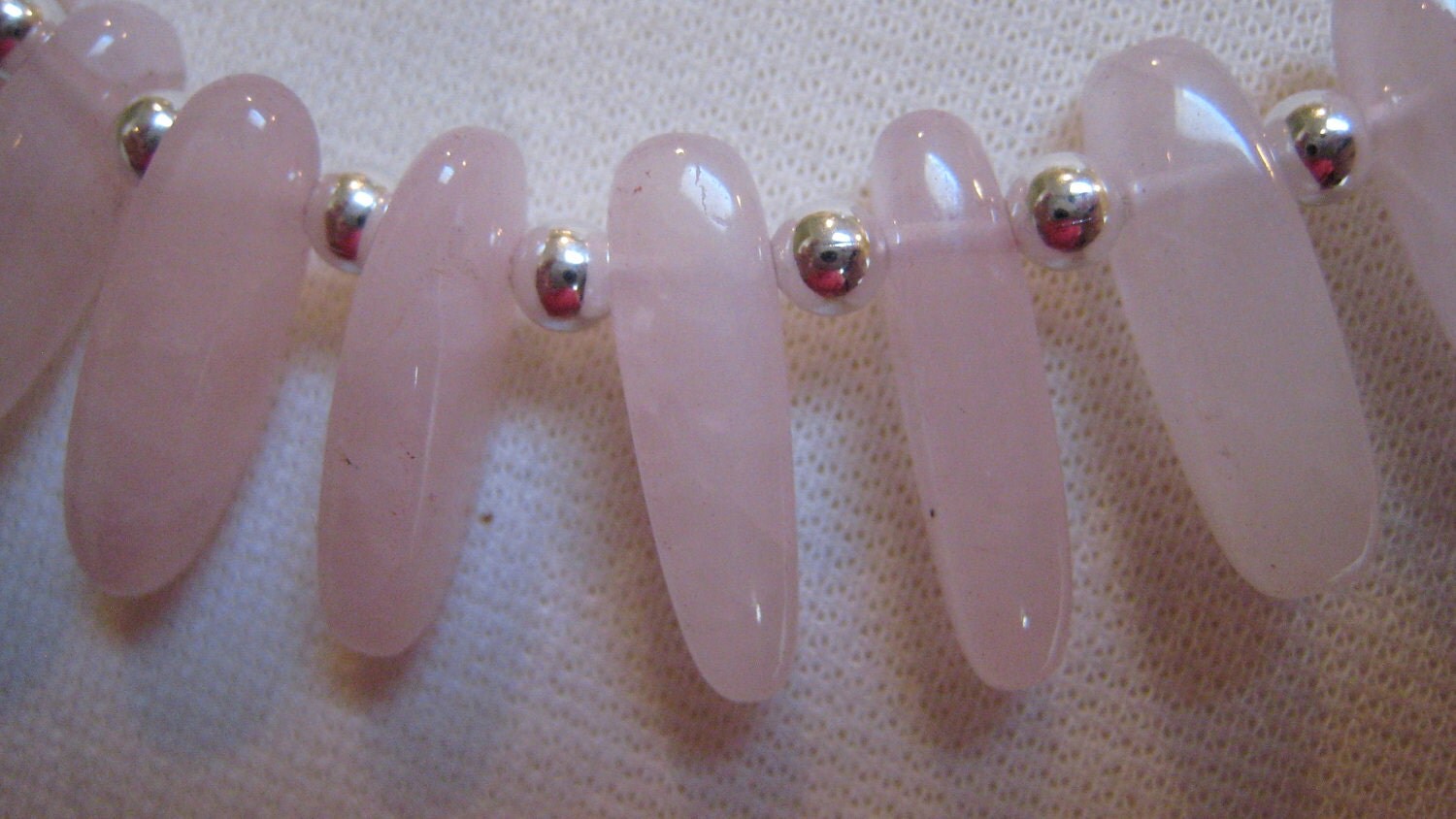 Rose Quartz necklace and earrings set Sterling by RoweStudio