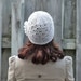 Crochet Hat for Women, Beanie with Flower applique, White Adult beanie for women