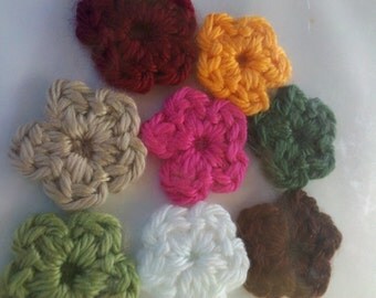 8 Crochet Flower Appliques 8 Color Craft scrapbooking/embellishment/ hair bow/ clippies