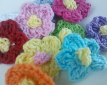 50 Crochet Flower Appliques 10 Color Trim Craft