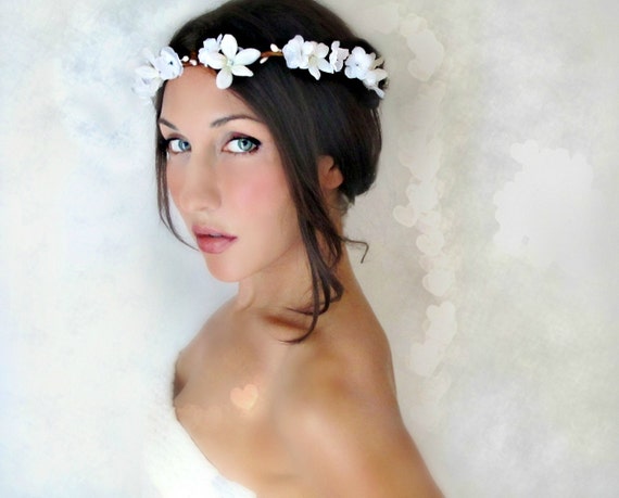 crown,  FAIRY  flower wedding wedding  headband head crown White   WHIMSICAL flower wreath fairy