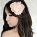 Hair Flower, Peach Pearls Lace and Veiling Millinery Flowers, Wedding Tiara, Bridal Hair Wreath, head wreath, fairy, woodland