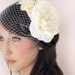 Bridal Birdcage Veil 5 pc set, Hair flowers,Ivory or White, wedding accessory, bridal headpiece - JOSIE -
