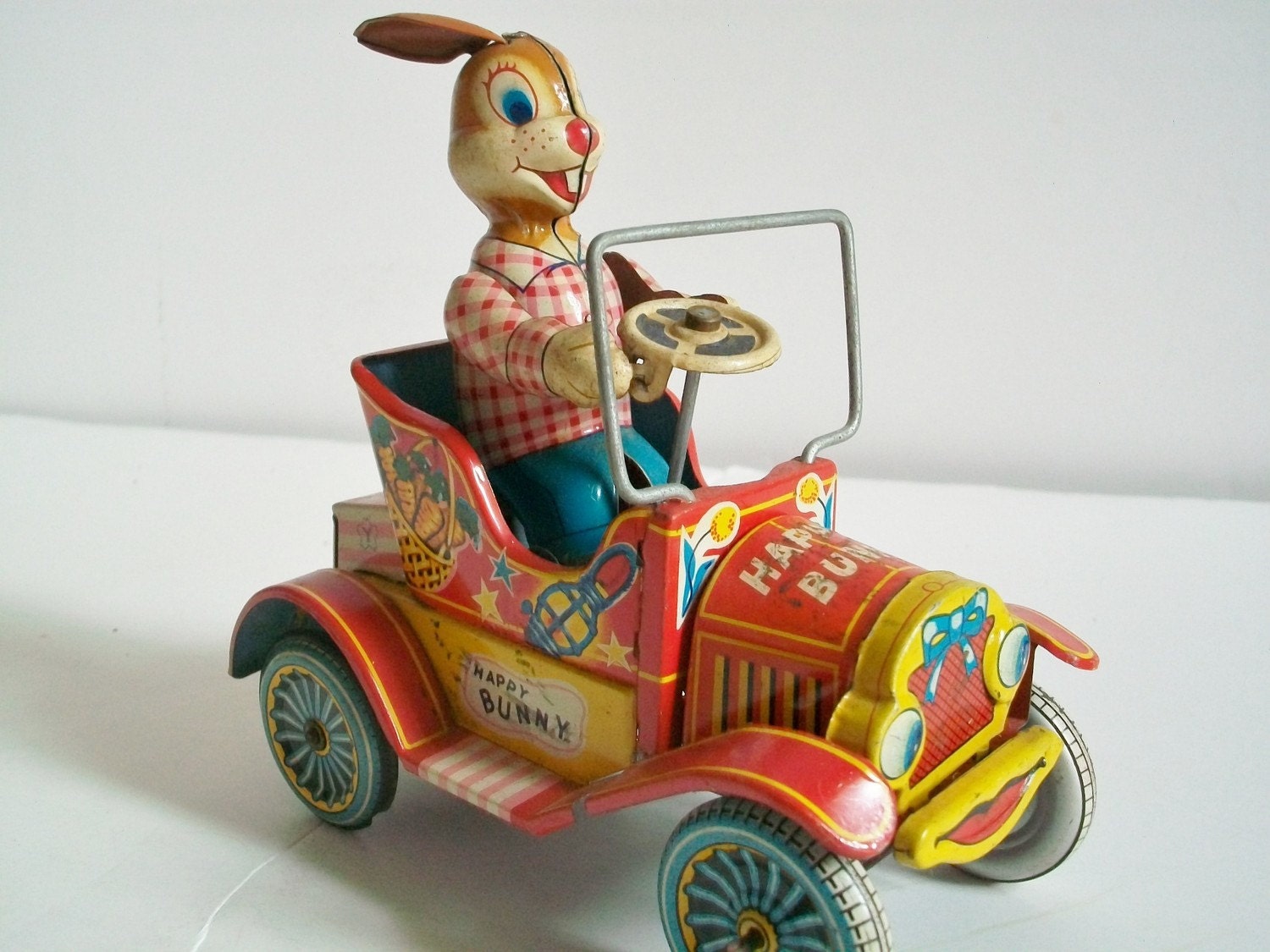 Vintage Tin Toy 1950s Happy Bunny