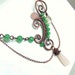 Copper asimetrical statement necklace with rose quartz and aventurine gemstones handmade wire wrapped jewelry Awakening Nature