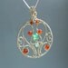 Tree of life Hungarian motif inspired necklace Aventurine carnelian silver plated wire wrapped handmade statement jewelry