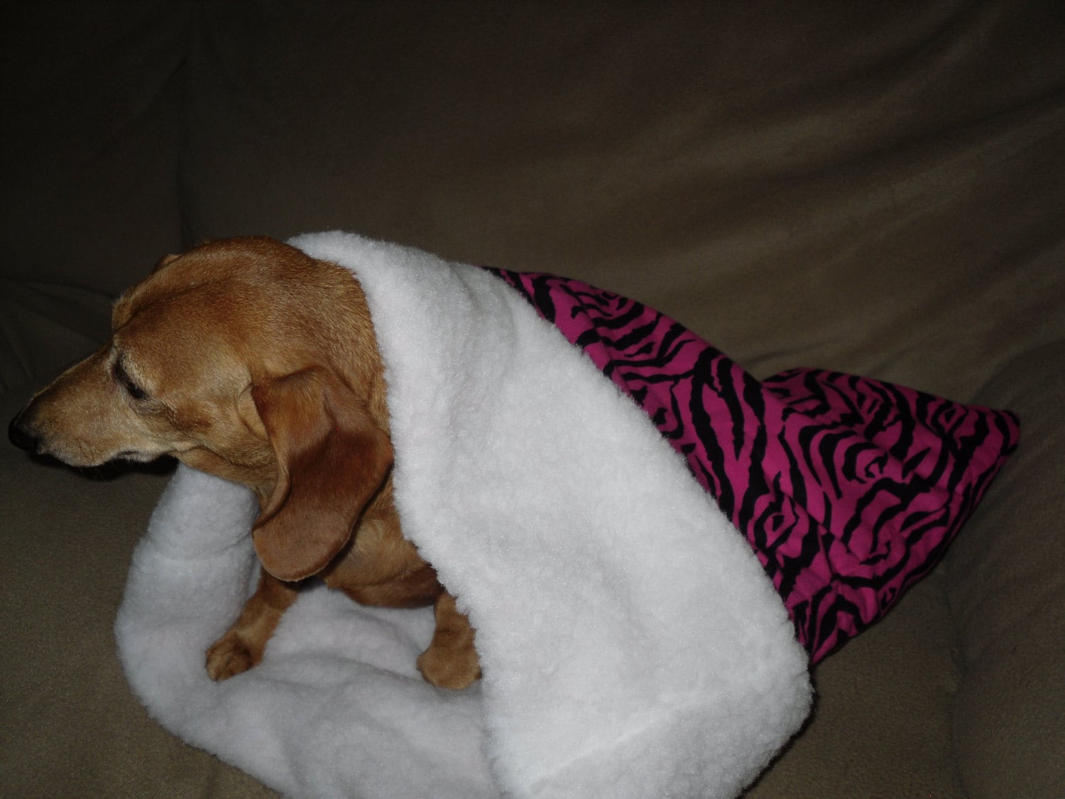 Small Dog Pink Zebra Print Snuggle Sack / Sleeping Bag
