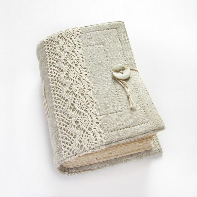 Gray Linen Handmade Journal Diary Sketchbook 240 by ArtStitch