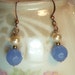 Periwinkle Blue Earrings. Vintage Pearls. Dangles.