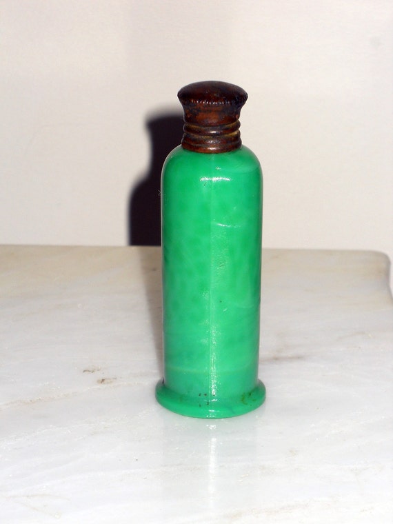 Antique Vintage Renaud Paris Perfume Bottle Opaline Jade