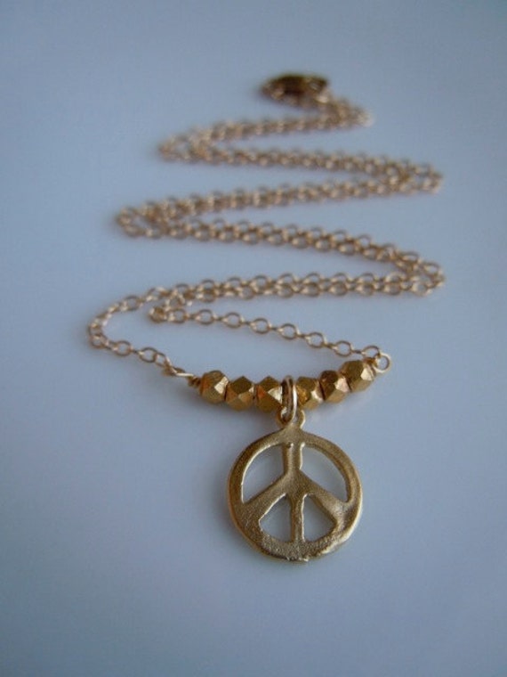 Gold Peace Sign Necklace by 443Jewelry on Etsy