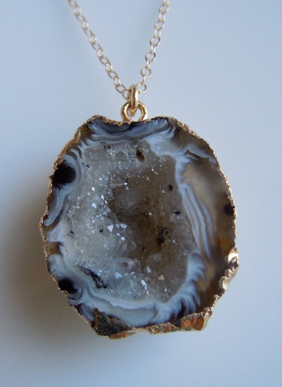 Druzy Geode Cave Necklace by 443Jewelry on Etsy