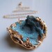 Blue Druzy Necklace : Aqua Aura Mushroom Druzy Drusy Desert Rose SOMETHING BLUE