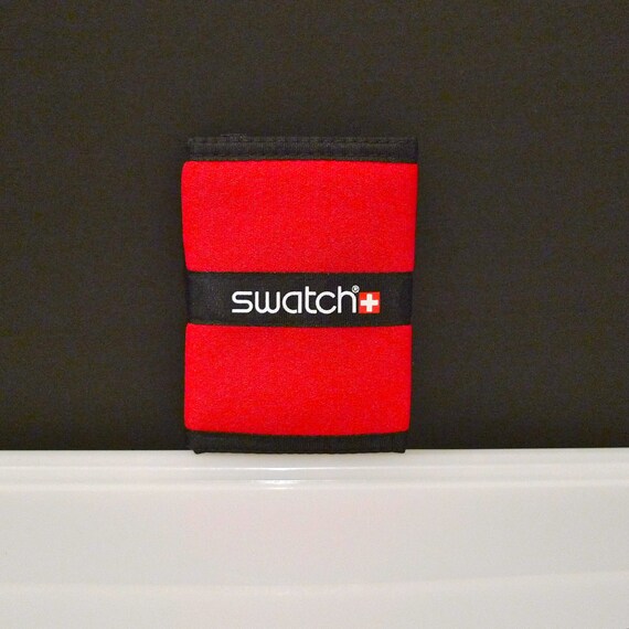 Swatch Watch Wallet Red Nylon Velcro NOS Wallet by plattermatter