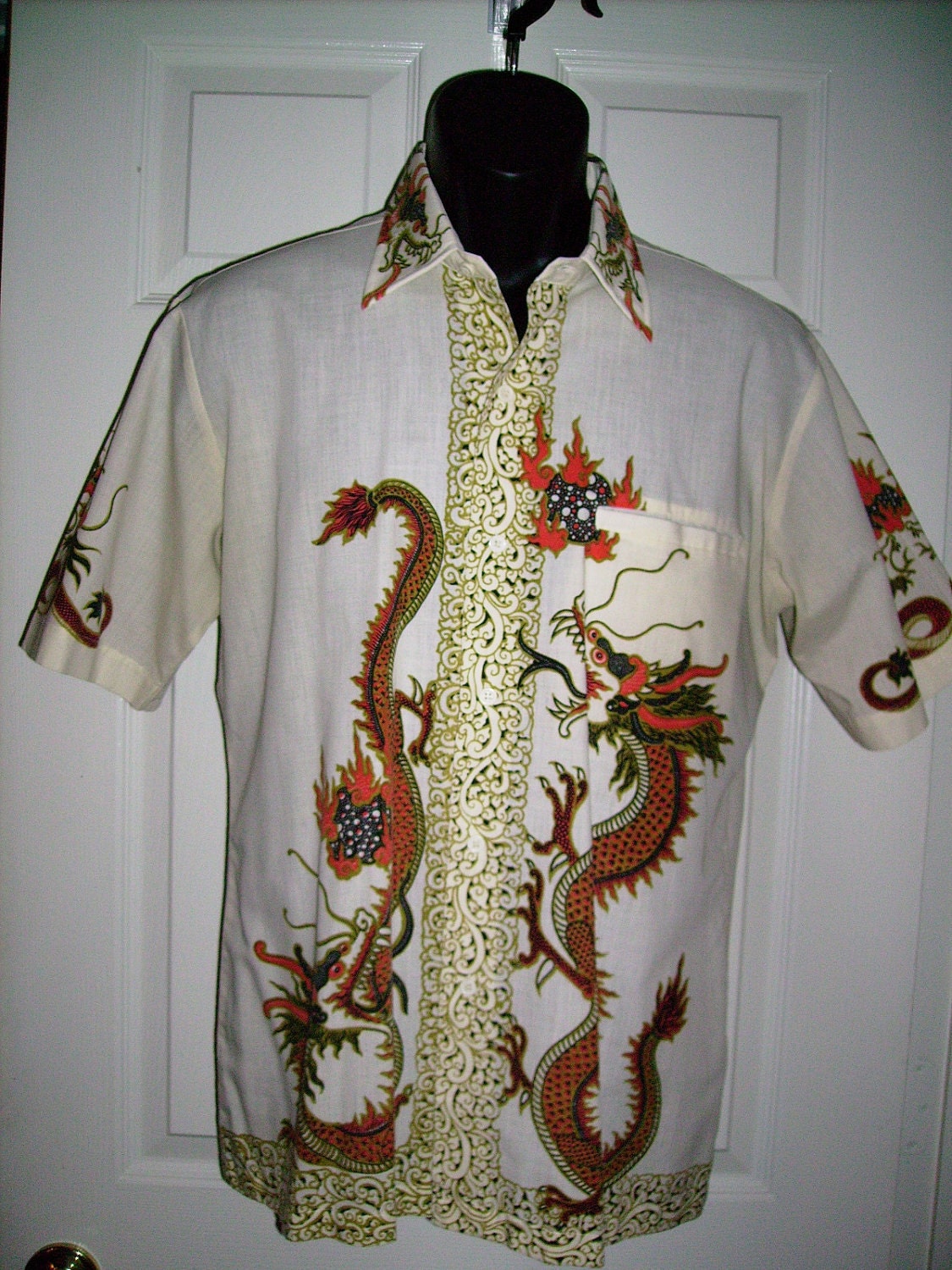 Vintage Dragon Batik  Indonesian  Shirt  Medium to Large