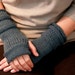 Pure Wool Fingerless Gloves in Blue