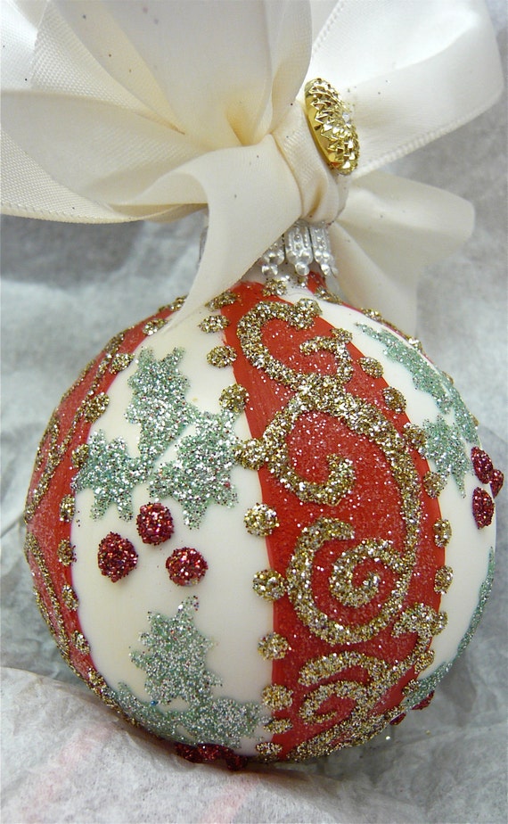 Holiday Hand Painted Glass Ornament