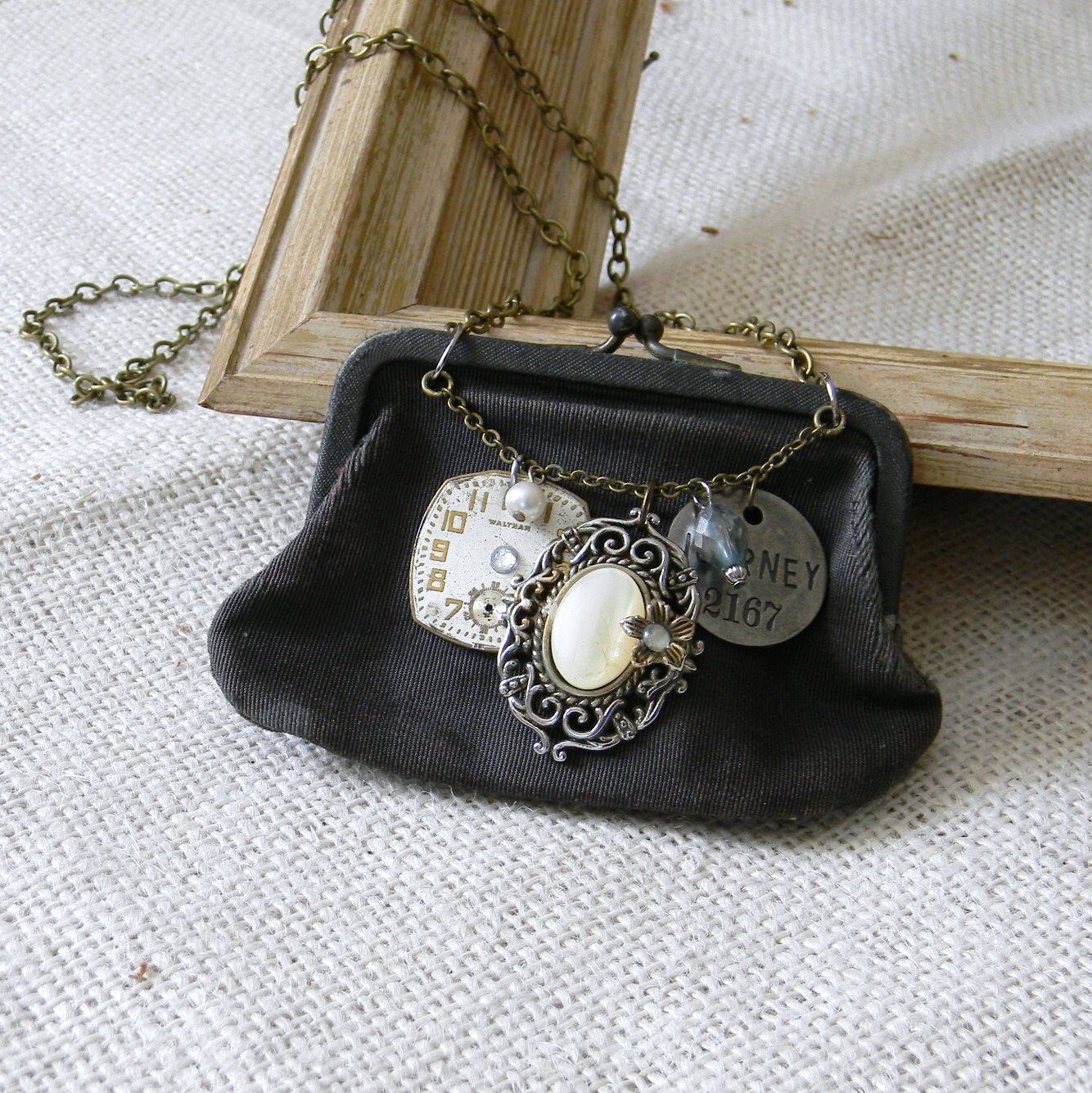 Repurposed Vintage Coin Purse Charm Necklace