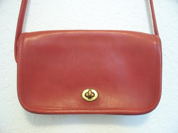 Vintage Bright Vibrant Red Coach Purse 1970s Messenger Bag New