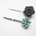 Fall and Winter Collection: Grey and Light Blue Floral Bobby Pin Set