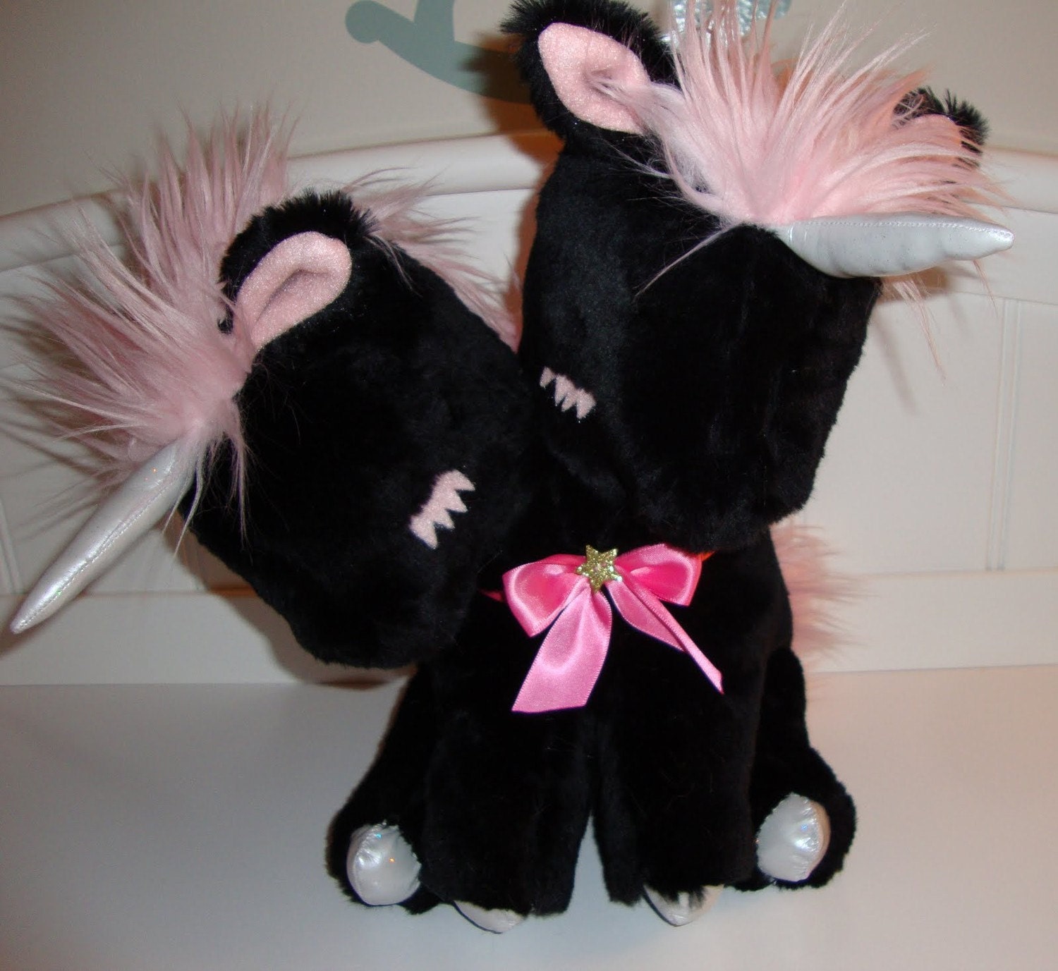 black stuffed unicorn