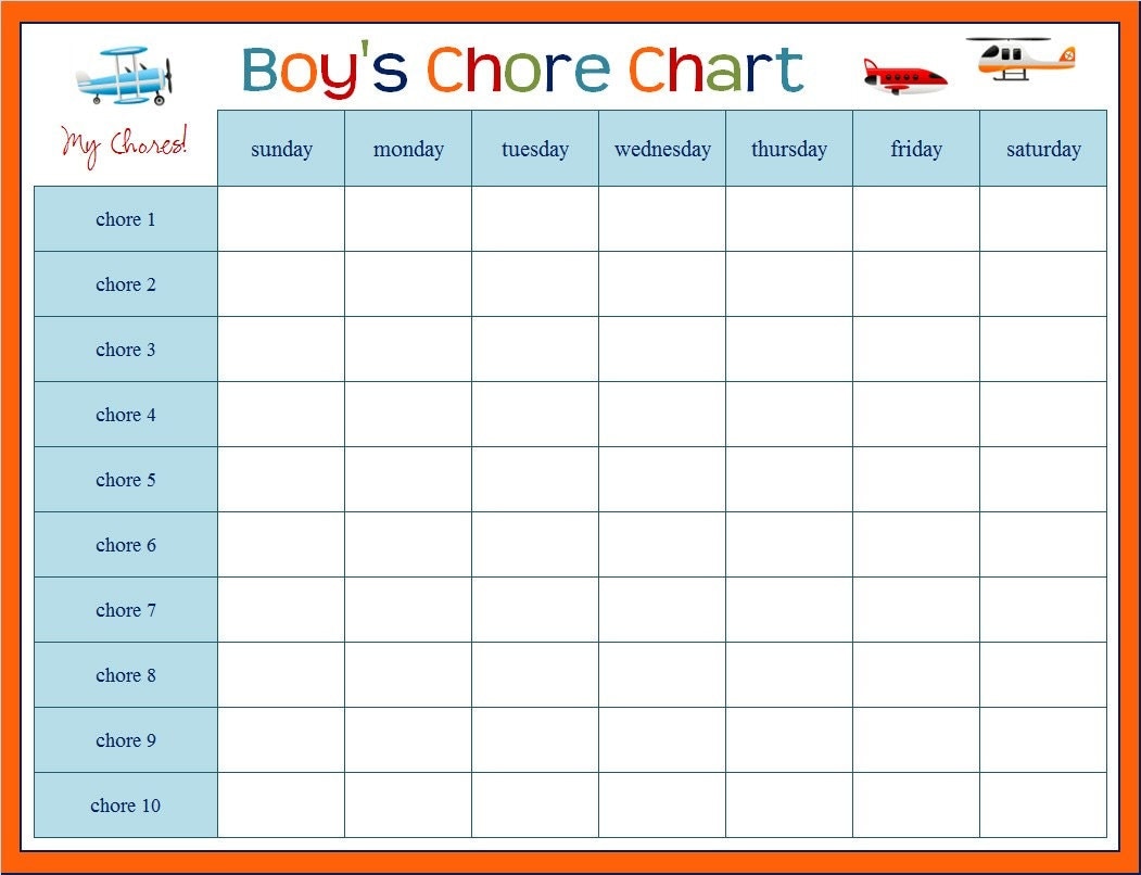 Chore Chart Template For Kids 1
