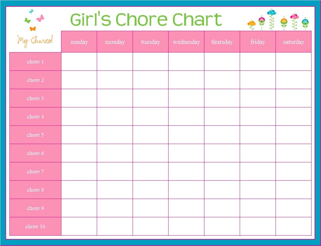 Customized Children's Chore Chart