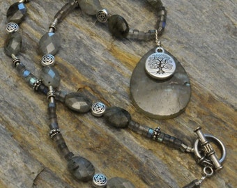 Labradorite and silver necklace