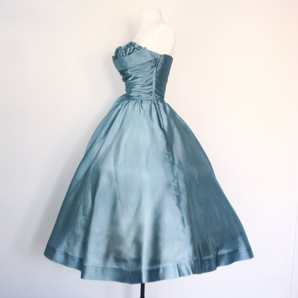 Reserved for Alison Reserved 1950s shelf bust blue prom dress